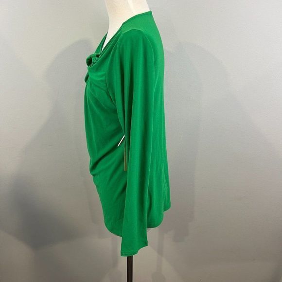 NWT HALOGEN Green Jolly Scoop Neck Twist Long‎ Sleeve Blouse (M) - Picture 4 of 8